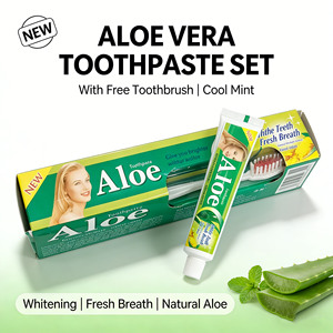 <span class=keywords><strong>Dentifrice</strong></span> Herbal à l'Aloe Vera 105g avec Brosse à Dents, <span class=keywords><strong>Bio</strong></span>, Sans Fluor, Nettoyage en Profondeur, Blanchiment des Dents, Usage Domestique, Dents <span class=keywords><strong>Sensibles</strong></span> - Product Image 1