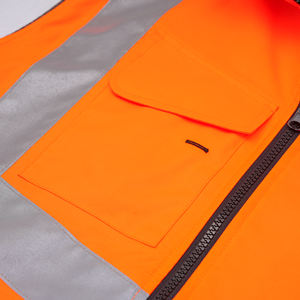 Chaleco de Seguridad Reflectante Reversible de <span class=keywords><strong>Alta</strong></span> <span class=keywords><strong>Visibilidad</strong></span> con Certificación CE ANSI Clase 2, Bolsillos, Transpirable, <span class=keywords><strong>Polar</strong></span>, Impermeable y Protector - Product Image 4
