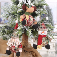Bouton en tissu à carreaux écologique en gros ornement de Noël nouvelle poupée gros bonhomme de neige renne pour les décorations de maison festives événements