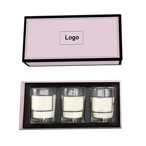 Logo personalizzato di lusso scatola di candele in cartone di carta da 3 pezzi scatola regalo rigida per candele scatola di imballaggio per candele con inserto