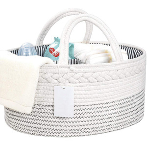 Baby Diaper Caddy Organizer Cotton Rope Basket Diaper Storage Basket Multifunction Storage Bag Customizable Mommy Bag Hand Made