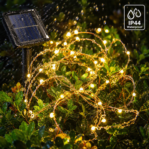 Guirlandes lumineuses solaires d'extérieur, décorations de Noël, fil de cuivre flexible, lampe scintillante pour arbre, pergola, fête - Product Image 1