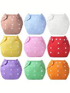 Couches lavables réutilisables pour bébé, couches-culottes d'apprentissage en coton écologique à grille, couches en tissu ajustables pour bébé - Product Image 2