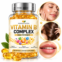 Vitamine B complexe haute puissance, 120 gélules molles (B1, B2, B3, B6, B12) pour le métabolisme énergétique, étiquette personnalisée, vente en gros, directement de l'usine