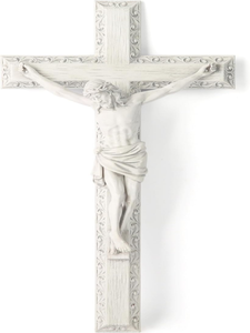 Maßgefertigte Holzstatue Kunstskulptur Modell Religiöse Wanddekoration Weißes San Damiano Katholisches Wandkreuz Kruzifix - Product Image 5