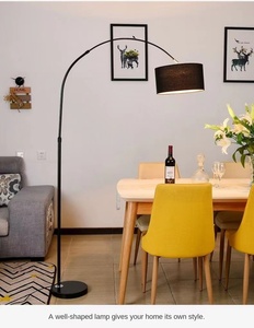 Poste ajustable para sala de estar, luz colgante remota decorativa de moda, lámpara de pie de arco LED moderna con base de mármol - Product Image 6