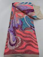Magnifique tissu en dentelle florale africaine de luxe, fait main avec des paillettes, filet chinois, écologique, 100% polyester, tissu pour vêtements, robes