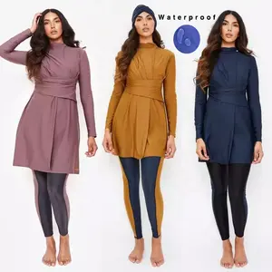 2022 3 Potong Pakaian Renang Muslimah Burkinis Tahan Air Baju Renang Islami Ramping Pas Pakaian Renang Wanita Sederhana