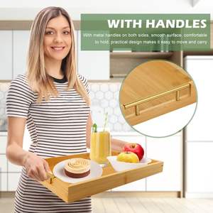 Bandeja DE SERVICIO DE MADERA hecha a mano de alta calidad, acabado liso para té, café, aperitivos, uso en la cocina, resistente y duradero - Product Image 4