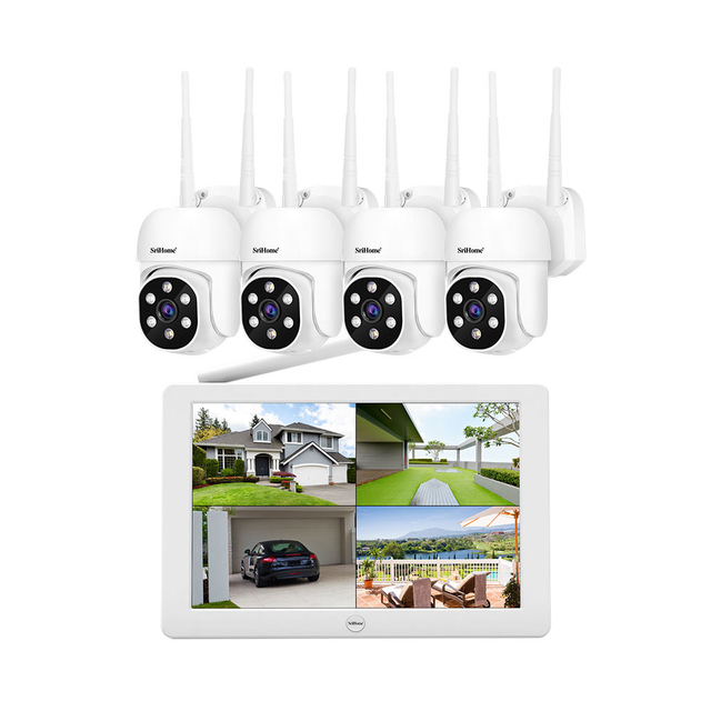 Wireless Security Camera 2MP NVR Kits With Screen Monitor  CCTV Camera System Outdoor WiFi Camera 2 Way Audio Color Night Vision