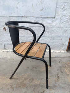 Modern Solid Pine Wood Dining <b>Chair</b> with Metal Frame Indoor Outdoor for Restaurant Cafeteria Home Bar Office Home Furniture Use - Product Image 3