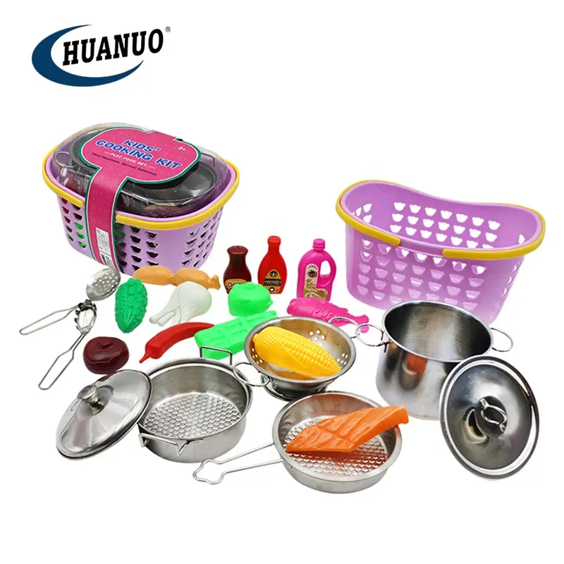 Kinder küche Ware Spielzeug Kochen Pretend Edelstahl Baby Kochtopf Spielzeug 22pcs Küchen set für Kinder Mädchen