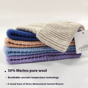Nouveau design, bonnet en laine mérinos de haute qualité, tricoté épais, pour femme, style décontracté et tendance - Product Image 3