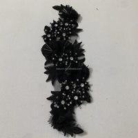 Tissu personnalisé 3D fait à la main patchs Rose dentelle appliques strass mode coudre brodé fleur décor pour robes de mariée