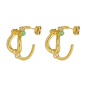 New Trendy Arrivals Statement 18K Gold Plated Stainless Steel Jewelry Vachette Clasp Horse Shoe Fashion Hoop Stud Earrings 2023