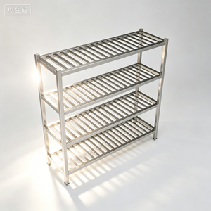 Estante de Acero Inoxidable Duradero de Cuatro Niveles con Estructura de Tubos para Organización Ordenada de Utensilios de Cocina Diarios en Cocinas de Bares y Restaurantes - Product Image 4