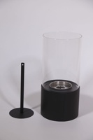 Poêle à bioéthanol moderne miniature ronde en acier avec revêtement en poudre, lampe de table pour une utilisation intérieure/extérieure, cadeau