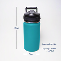 Bouteille d'eau en acier inoxydable de 12 oz, bouteille isotherme sous vide 304 avec couvercle à paille rabattable breveté, paille détachable, conception anti-fuite