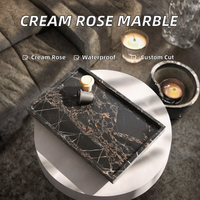 Plateau rectangulaire moderne en marbre poli couleur crème rose, étanche, pour bougies, bijoux, bagues, collations, présentation de table, hôtel, fête