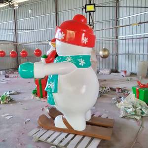 Decoración Navideña de Fibra de Vidrio, Muñeco de Nieve Esquiando, Escultura Navideña, Figura Grande, Estatua, Adornos, Decoraciones para Jardín y Paisaje - Product Image 2