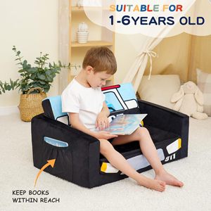Giving Tree <b>Kids</b> Police Car <b>Sofa</b> Bed Foldable With Play Mat For Children 3 Years And Above - Product Image 3