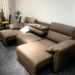 Juego de sofá reclinable eléctrico con características de colocación plana convertible y extensible Puerto de carga y portavasos Sofá de cuero - Product Image 6