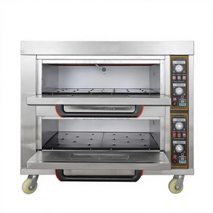 Four de boulangerie électrique industriel portable commercial à 2 niveaux et 2 plateaux, avec commande par bouton et minuterie, état neuf, mini-équipement pour pain et noix - Product Image 1