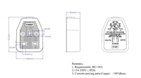 Prise ZNPON UK adaptée à la prise unique britannique standard, 13A 250 V ~ , Z1023