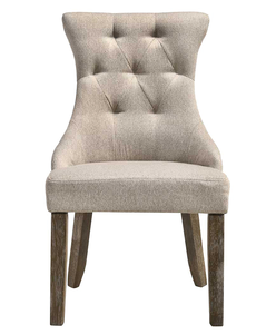 Ensemble de chaises de salle à manger modernes bicolores en tissu beige et finition gris recyclé, imperméables et réglables en hauteur (lot de 2) - Product Image 4