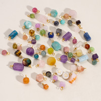 Pendentifs Breloques en Quartz Cristal Naturel Brut et Facetté, Breloques en Pierre Naturelle en Acier Inoxydable pour la Fabrication de Bijoux