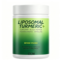 Capsules de Curcuma, Curcumine, Ashwagandha et Spiruline OEM avec Extrait de Poivre Noir, Capsules Végétales, Complément Alimentaire, 90 Unités