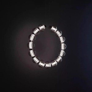 Lámpara de Cristal de Diseño Italiano para Sala de Estar, Estudio, Comedor, Lámpara Colgante sin Parpadeo con Protección Ocular para Mesita de Noche, Perla - Product Image 4