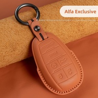Étui de clé 3D en cuir véritable élégant et classique Alpha Cars avec porte-clés pour OLIVER