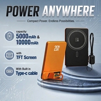 Nouveauté : Batterie externe magnétique sans fil avec écran TFT, 5000 mAh, 10000 mAh, PD20W, câble Type C intégré