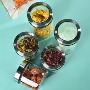 Pots de stockage <span class=keywords><strong>en</strong></span> <span class=keywords><strong>verre</strong></span> de grande taille avec options de couvercle <span class=keywords><strong>en</strong></span> acier inoxydable <span class=keywords><strong>en</strong></span> vente pour des cadeaux parfaits - Product Image 1