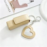Porte-clés en cuir PU pour baume à lèvres, étui portable pour rouge à lèvres, pochette de rangement pour femmes