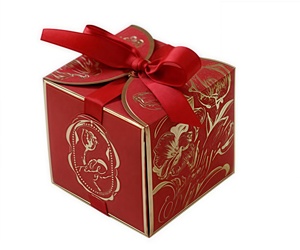 Bonbonnière carrée française de luxe | Boîte-cadeau en feuille d'or tulipe avec nœud en ruban pour bonbons de mariage, faveur, douche nuptiale, décor de fête - Product Image 5