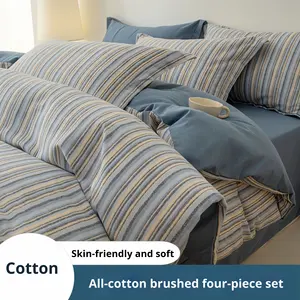 批发简约INS风格柔软透气棉床上用品套装100% 纯棉四季宿舍使用 - Product Image 2