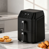 Friteuse à air 12L à panier unique 1300W+1300W, cuisinière électrique sans huile à commande mécanique, double friteuse à air 6L à tiroir pour cuisine domestique