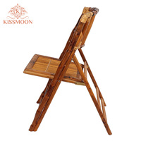Chaise de mariage pliante en bois de bambou naturel avec dossier à lattes et garniture en osier, style rustique, pour hôtels, banquets, événements, locations et mobilier commercial