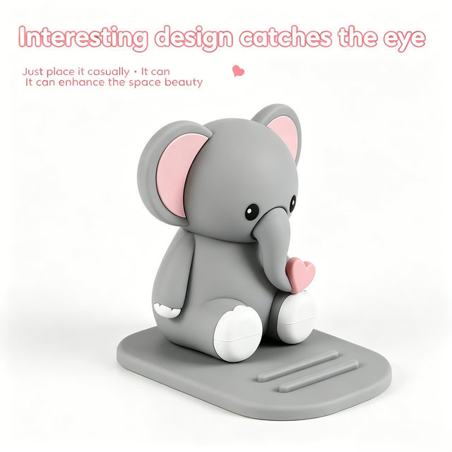 Cartoon Elephant Desktop Phone Holder, Cute Animal Universal Stand for Smartphone Tablet Decoration
