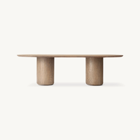 Ensemble de table à manger, table à manger ovale basse, style restaurant, avec banc haut, MOQ faible, pour plusieurs personnes, avec pieds en chêne