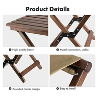 Chaise pliante portable moderne KingGear pour l'extérieur, tabouret pliable en bois de hêtre et toile, facile à transporter, pour la pêche et l'ameublement extérieur