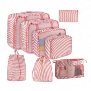Échantillon gratuit, logo personnalisé, sac de rangement pour vêtements 8 pièces, organiseur de bagages, sac de voyage, cube d'emballage pour avion, vente en gros - Product Image 1