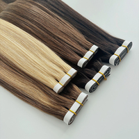Extensions de cheveux à bandes invisibles en cheveux humains Remy russes de haute qualité, couleur balayage, double trame, cheveux vierges longs, vrais cheveux