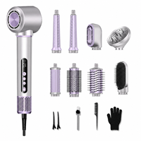 Pengering Rambut Portabel 9 in 1 110000RPM BLDC Kecepatan Tinggi dengan Ion Negatif, Sikat Udara Panas, Alat Penata Rambut untuk Perjalanan dan Salon
