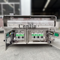 Chariot de restauration avec barbecue au charbon de bois en acier inoxydable, grill sans fumée avec système d'évacuation professionnel