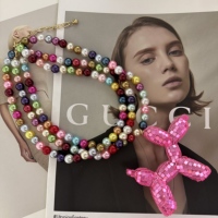 Collier tendance à grosses perles, couleur et taille personnalisables, avec pendentif chien ballon romantique et adorable, bijoux pour fêtes et vacances