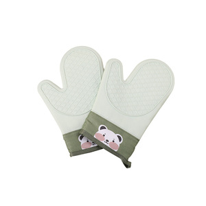 Silicone Oven Mitts 28cm Heat Insulation Kitchen Baking Gloves Little Bear Pattern - Product Image 3