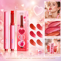 TVLV Rouge à lèvres mat scintillant effet rosée en forme de cœur, hydratant, non collant, baume repulpant, nourrissant, application facile, gloss